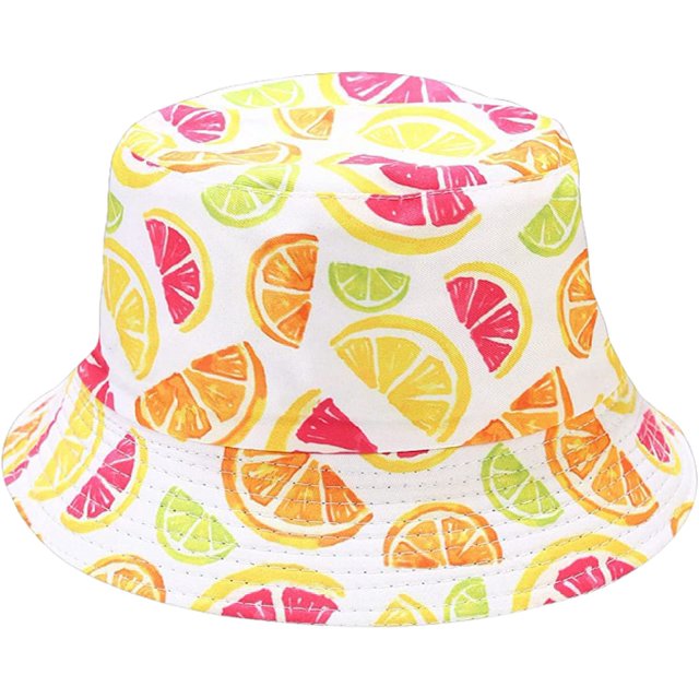 LinYooLi Chapeau Seau pour Femmes Motif Fruits Frais Réversible Chapeau de Pêcheur pour Hommes Adolescent Unisexe Sport Protection Solaire