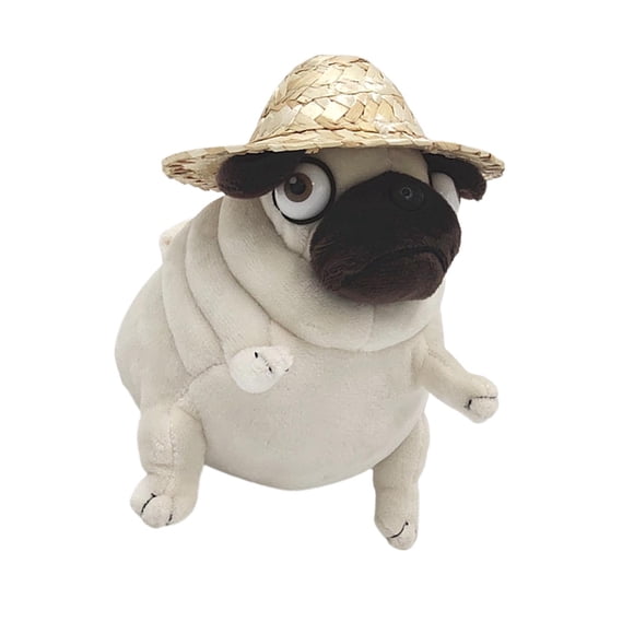 Plush Animal Toy with Hat Pug Plush Doll Sleeping Cuddly Pillow Stuffed Animal for Holiday Gifts Decoration Home Ornament Baby Shower