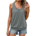 thumbnail image 2 of Weiqiqre T-Shirts pour Femmes Débardeurs d'Été Coupe Ample Plissés Col Rond Chandails Décontractés Sans Manches Bas à Bande, 2 of 7