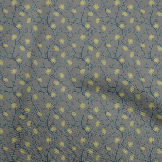 oneOone Polyester Lycra Gray Fabric Floral Sewing Craft Projects Fabric Prints By Yard 56 Inch Wide