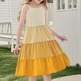thumbnail image 5 of NJDVHB Robe d'Été pour Tout-Petit, Robe de Plage pour Fillette, Robe de Fête pour Fille, Robe d'Été Boho à Bretelles Décontractée Sans Manches à Étages Style Camisole pour Fillette, Jaune, 150, 5 of 5