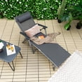 thumbnail image 4 of Costway Patio Folding Aluminum Lounge Chair Chaise Adjustable Back Armrest Headrest, 4 of 9