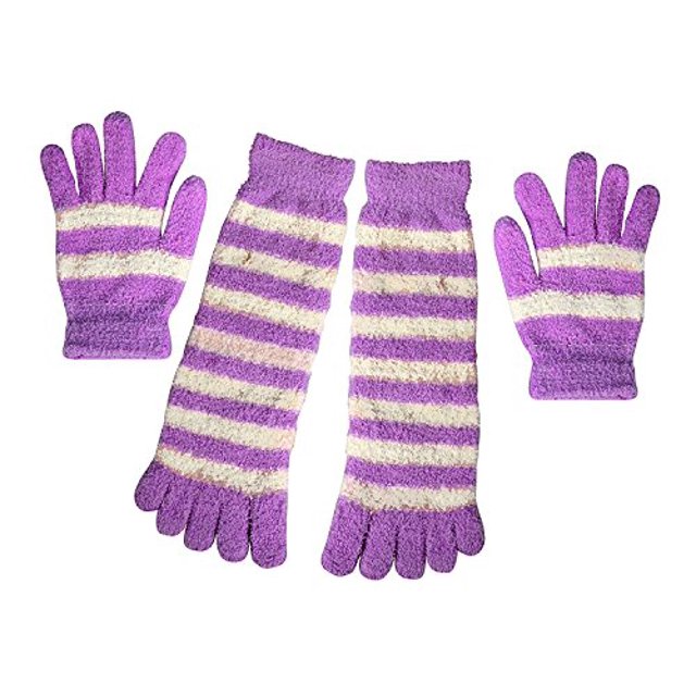 Peach Couture Hiver Confortable Rayé Chaussettes et Gants