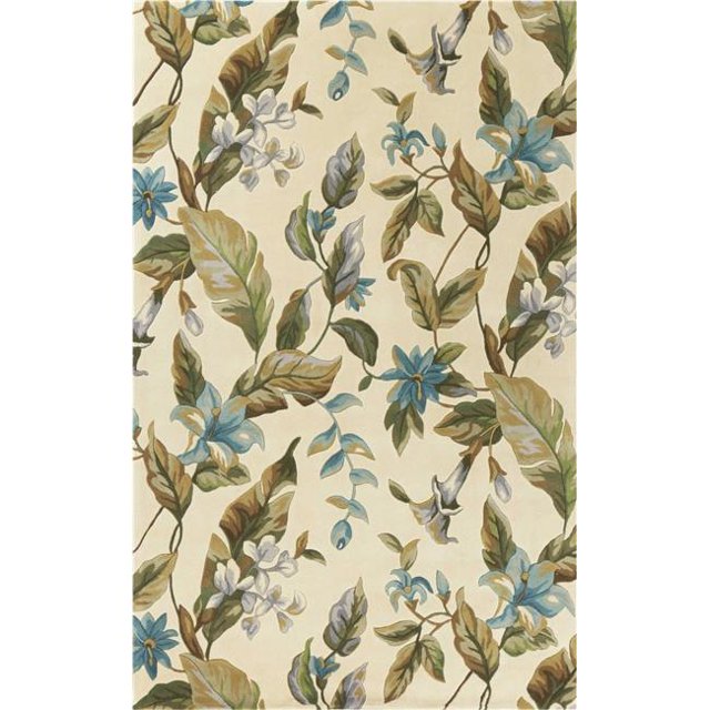 HomeRoots 354041 30 x 50 in. Wool Ivory & Teal Area Rug