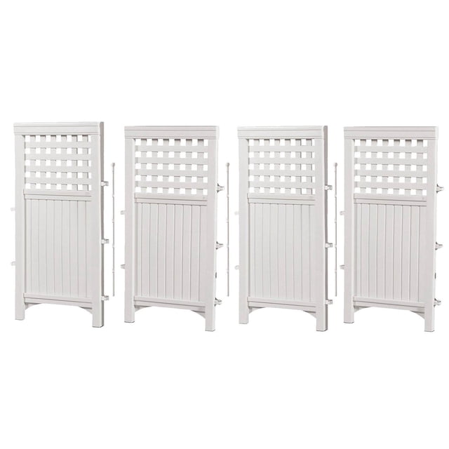 Suncast FS4423D Clôture de Patio Extérieur à 4 Panneaux avec Écran, Clôture de Porte, Blanc