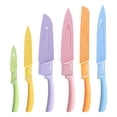 thumbnail image 2 of Hecef 6 Pieces Kitchen Knife Set, Colorful Coated Stainless Steel Knives with Blade Guards, 2 of 11