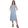 thumbnail image 2 of Moomaya Adjustable Fabric Belt Printed Lapel Collar Button Down Casual Dress, 2 of 4