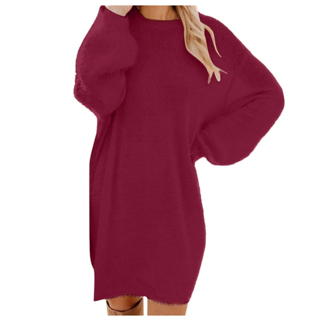 2025 Robe Chandail pour Femmes Femmes Chandail d'Hiver Chandail Tricoté Femmes Robe Col Roulé Chaud Manches Longues Manches Longues Robe de Noël Poche
