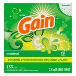 Gain Powder Laundry Detergent, Original Scent, 3.4 KG, 133 Wash Loads