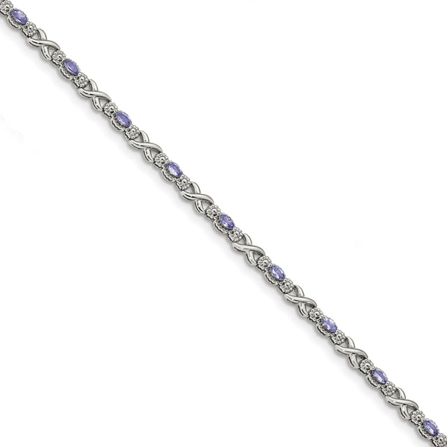 925 Sterling Silver Tanzanite 7.5 Inch Bracelet Gemstone