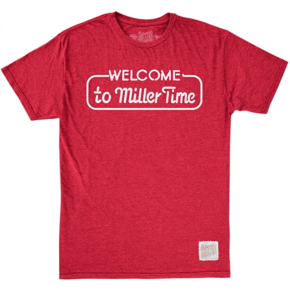 Miller High Life Men's Red Retro Brand Welcome To Miller Time T-Shirt-XLarge