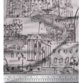 thumbnail image 1 of Soimoi Grey Rayon Fabric London Theme Architectural Printed Fabric 1 Yard 42 Inch Wide, 1 of 3