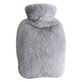thumbnail image 1 of Graflsoa Soft Fleece Cover Hot Water Bottle with PVC Inner Bag, 1000ml, Light Grey, Hand Warmer with Dual Handles for Comfort and Warmth, 1 of 6