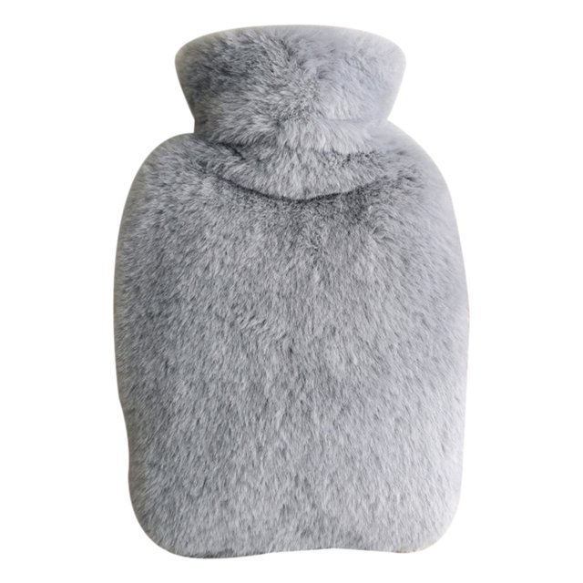 Graflsoa Soft Fleece Cover Hot Water Bottle with PVC Inner Bag, 1000ml, Light Grey, Hand Warmer with Dual Handles for Comfort and Warmth