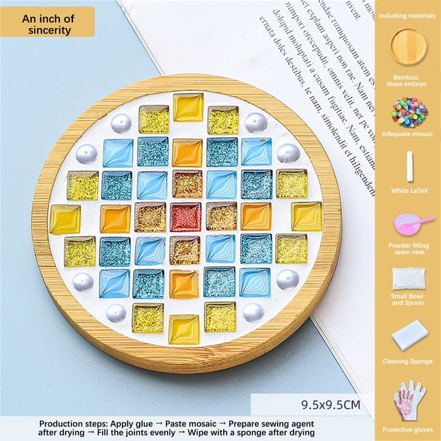 RKSTN Kitchen Utensils Set Kitchen Essentials Crafts Mosaicss Tile Set Wooden Cup Mats Mixed Color Mosaicss Set Crafts Pack 6ml Kitchen Decor