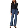 thumbnail image 2 of INSPIRE CHIC Women's Tie Ruffled Neck Blouse Long Sleeves Tops S Black-Star, 2 of 6