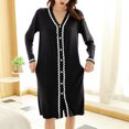 thumbnail image 2 of Timegard Chemise de Nuit pour Femmes à Boutons, Col en V, Manches Longues, Chemises de Sommeil, Pyjama Décontracté, Robe de Maison Confortable, 2 of 8