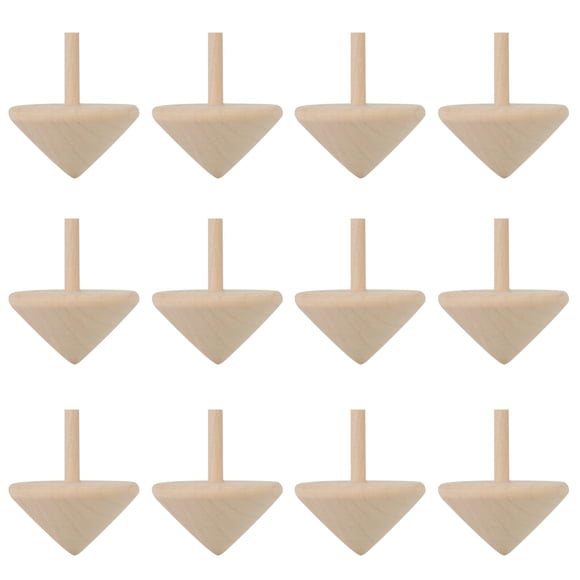 12PCS Spinning Top Creative Natural Spin Top Spinning Toy Wooden Toy for Kids