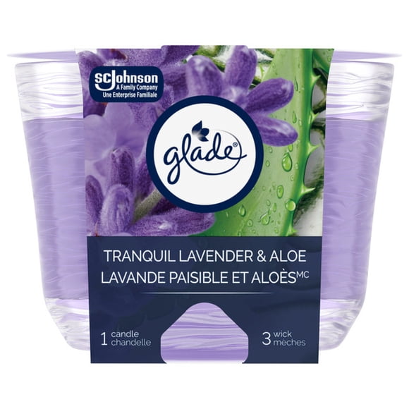 Glade 3-Wick Scented Candle Air Freshener, Tranquil Lavender and Aloe