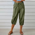 thumbnail image 1 of DPTALR Women Summer Casual Loose Bandage Button Pocket Solid Trousers Capris Pants, 1 of 8