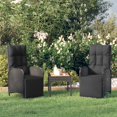 thumbnail image 1 of vidaXL Chaises Longues de Jardin 2 Pcs avec Table en Rotin Poly Noir, 1 of 4