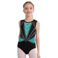 thumbnail image 3 of Linjinx Gym Leotards for Girls Ballet Dance Bodysuits Rhinestones Sleeveless Figure Skating Jumpsuit Green 10, 3 of 5