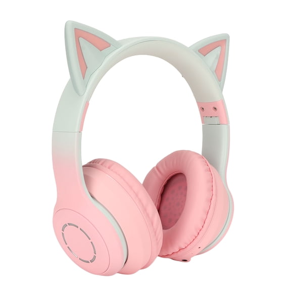 Cat Ear  Headphones, Stable Connection Gaming  Headphones Adjustable Headband Detachable Microphone With 3.5mm Cable For Game Playing Pink