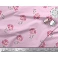 thumbnail image 2 of Soimoi Pink polyester Crepe Fabric Grandiflora Roses Floral Printed Fabric 1 Yard 42 Inch Wide, 2 of 5
