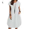 thumbnail image 2 of serony Robe Polyester Femme Sans Manches Ample Pull Décontracté Remplacement Vêtements Adolescent Bureau Respirant Mode Robes Filles Vêtements Blanc L, 2 of 5