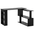 thumbnail image 1 of Bureau d'Angle Rotatif à 360° Table en L Poste de Travail Étagère de Rangement Noir, 1 of 10