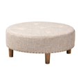 thumbnail image 1 of Baxton Studio Ottomane de Table Basse en Tissu Capitonné et Bois, Beige, 1 of 7
