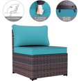 thumbnail image 3 of Kullavik 6 Pieces Patio Furniture Sets All Weather Outdoor Sectional Sofa Manual Weaving Wicker Rattan Patio Conversation Set with Cushion and Glass Table (Blue), 3 of 7