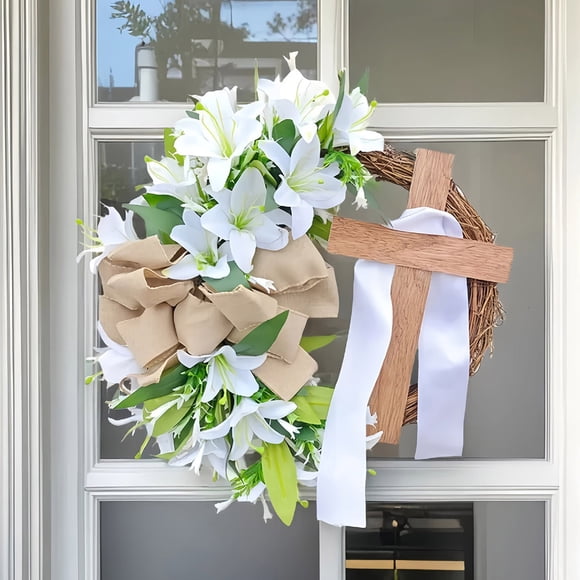 TIMIFIS Couronne des Fêtes, Couronne de Pâques Simulation Couronne de Printemps Décoration Suspendue de Porte Suspension de Porte Déco Maison