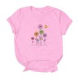 thumbnail image 4 of EQWLJWE Hauts d'Été pour Femmes Hauts pour Femmes Liquidation Femmes T-shirt Décontracté Imprimé Col Rond Manches Courtes Chandail Blouse Hauts, 4 of 5
