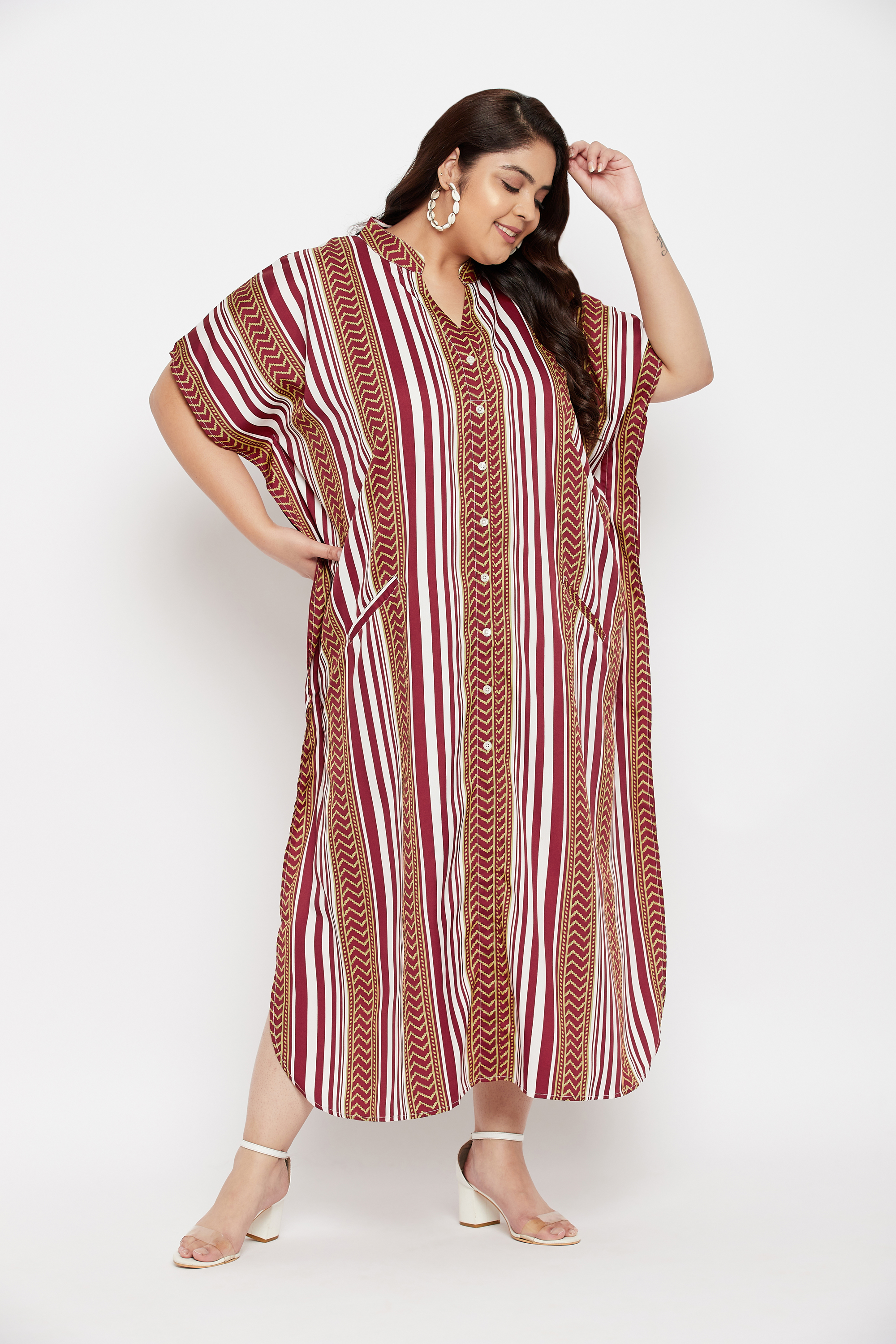 Oussum Robe Caftans pour Femme Grande Taille Imprimée Longue Maxi à Boutons Robes Caftan