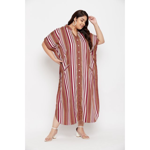 Oussum Robe Caftans pour Femme Grande Taille Imprimée Longue Maxi à Boutons Robes Caftan