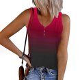 thumbnail image 4 of Tank Top for Women Womens Striped Round Neck Button Elastic Tank Top, 4 of 5