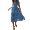 thumbnail image 1 of 2025 Robe d'Été pour Femme Évasée Grande Robe pour Femmes Robe à Manches Robe à Imprimé Floral Femme Habillée Décontractée Fluide Midi, 1 of 6