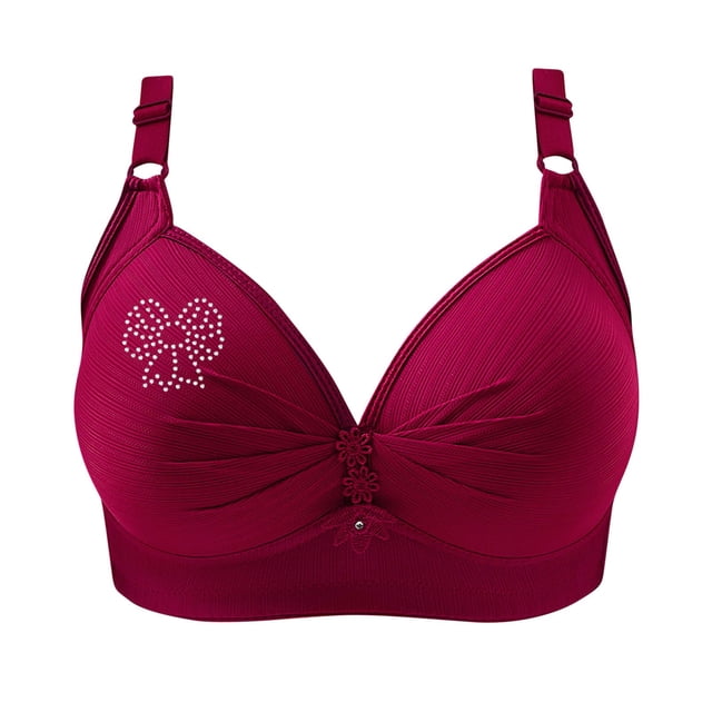 Birdeem Bras for Women Womans Printing Gathered Together Large Size Daily Bra Underwear No Rims