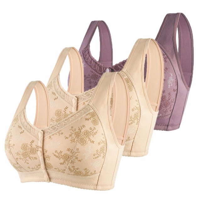 RKSTN 2PC Push up Bra for Women Comfortable Lace Breathable Floral Printed Bra No Rims Full Figure Underwire Plus Size Bra for Large Bust