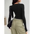 thumbnail image 3 of ORUYROP T-Shirts à Manches Longues pour Femmes Mode Automne 2023 Crop Tops Basiques Ajustés Y2K, 3 of 5
