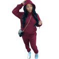 thumbnail image 1 of MAWCLOS Ladies Two Piece Outfit Drawstring Tracksuit Sets Long Sleeve Jogger Set Straight Leg Sports Hooded Neck Sweatsuits Wine Red L, 1 of 4