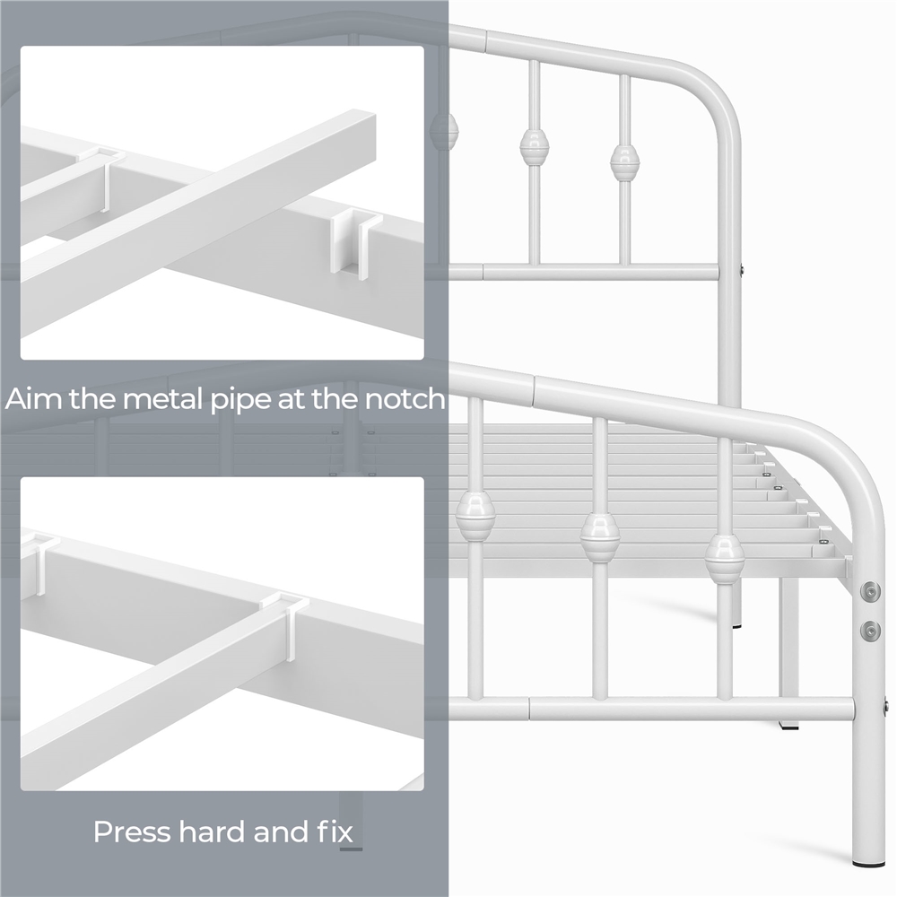 FullFurnique Modern Metal Bed Frame with Arched Headboard and Footboard, Full, White