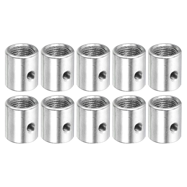 Unique Bargains Round Coupling Nut M10 to M8 Adapter Screw Thread Convert Sleeve Connector Rod Bar Stud Tube Nut Silver 10 Pack