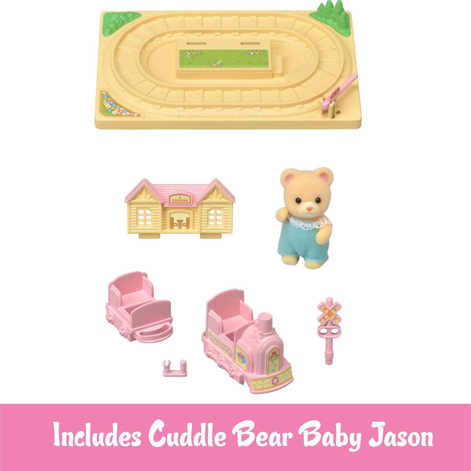 Petit train tchou-tchou des bébés de Calico Critters, ensemble pour maison de poupée avec figurine