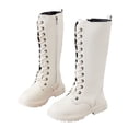 thumbnail image 3 of Gubotare Girls Riding Boots Girls Knee High Fashion Riding Boots Size 1.5 (Beige,Big Kids 1.5), 3 of 8