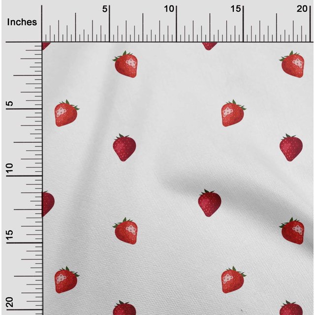 oneOone Tissu Viscose Georgette Décor Fraise Tissu Imprimé BTY 42 Pouces de Large