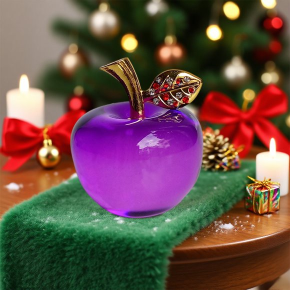 Tyidzon Décoration de Pommes en Cristal de Noël Pommes en Cristal Cadeau de la Veille de Noël Ornement de Pommes Décoration de Maison de Noël de Collection
