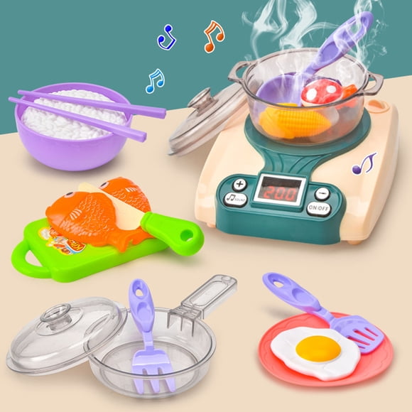 Aofa 1Ensemble Petits Appareils Jouet Accessoires Riches Cuisinière à Induction en Plastique à Pulvérisation Simulée Maison de Jeu Jouet pour la Maison
