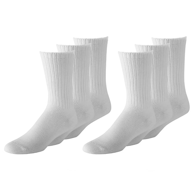 Daily Basic Unisex Crew Athletic Sports Cotton Socks 48 Pack (10-13, White)